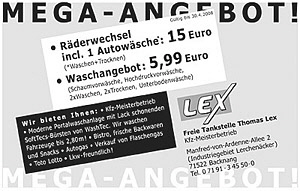 Werbeanzeige Tankstelle LEX